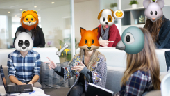 A group of people whose faces you can't see because they're obscured by emoji