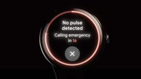 Pixel Watch 3 screen showing countdown to emergency call